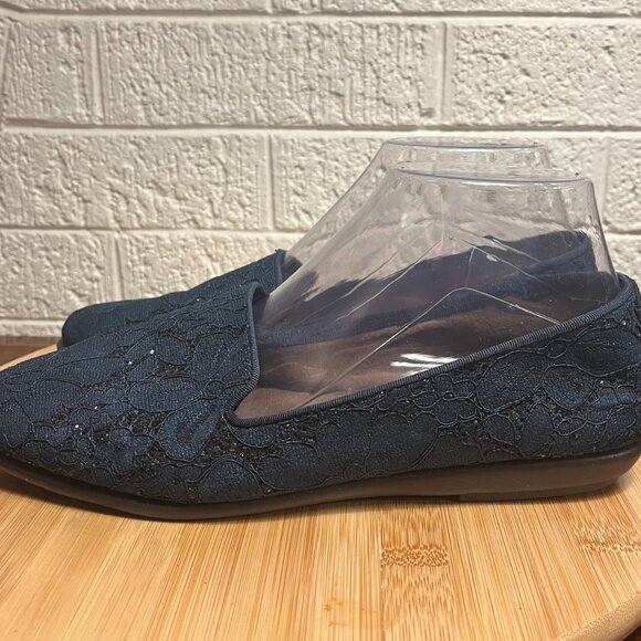 AEROSOLES Sparkle Midnight Blue Slip-on Shoes Women's Sz 9 EUC - Picture 4 of 9